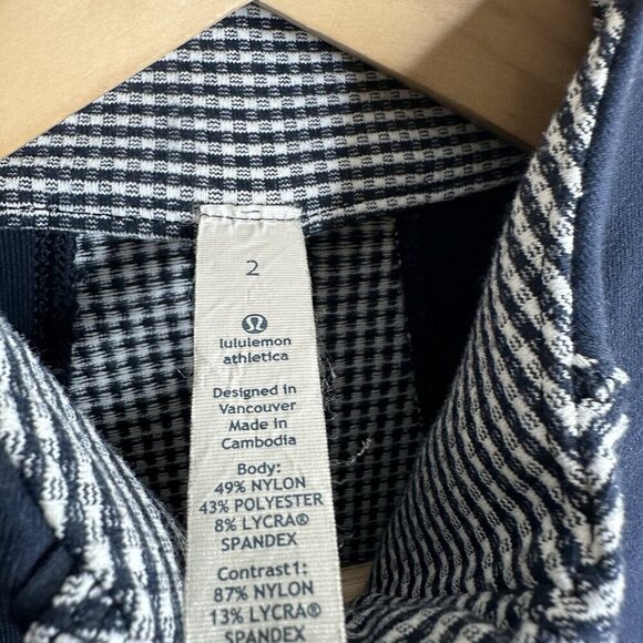 Lululemon Forme Jacket Womens Size 2 Navy Blue White Gingham Athletic Stretch - Picture 7 of 13